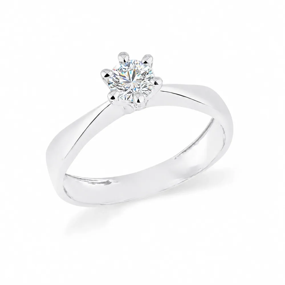 Anel moissanite de ouro branco 18k 0,3ct XI
