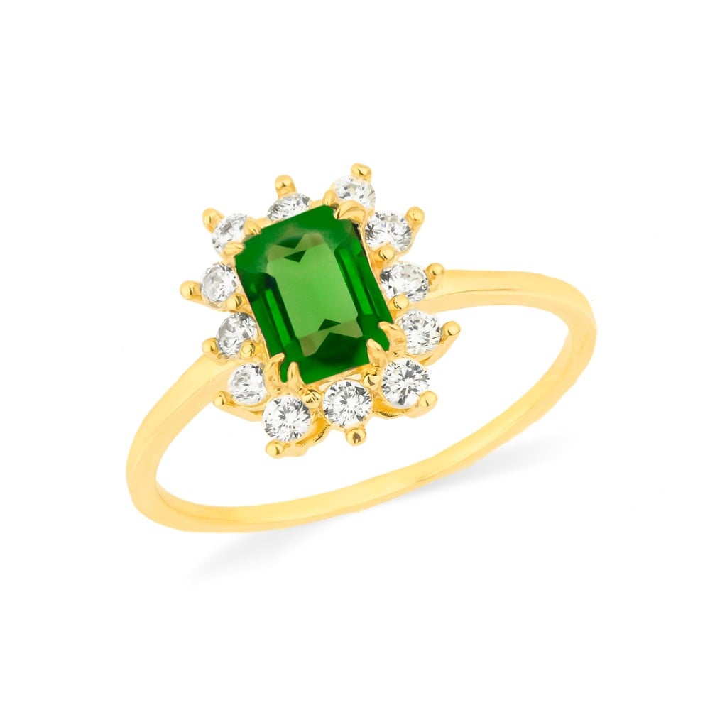 Anel de ouro 18k pedra verde Santina Collection