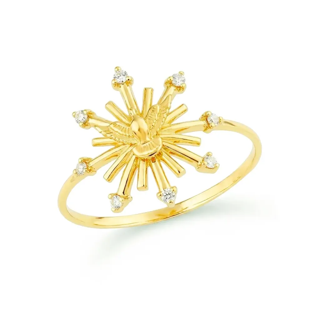 Anel de ouro 18k Luz Divino Espírito Santo