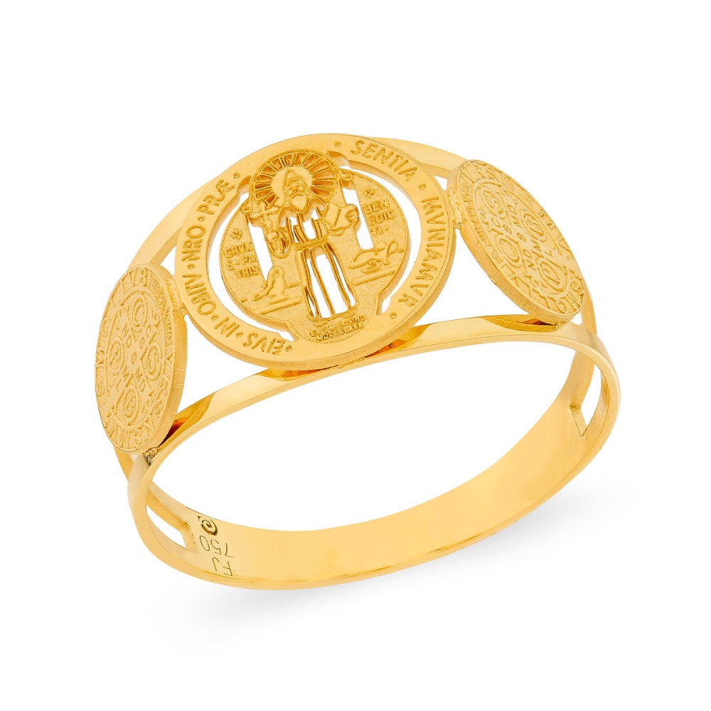 Anel masculino de ouro 18k São Bento