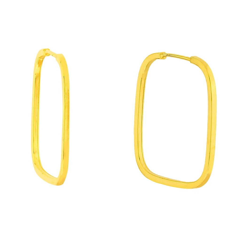 Brinco de argola quadrado ouro 18k médio