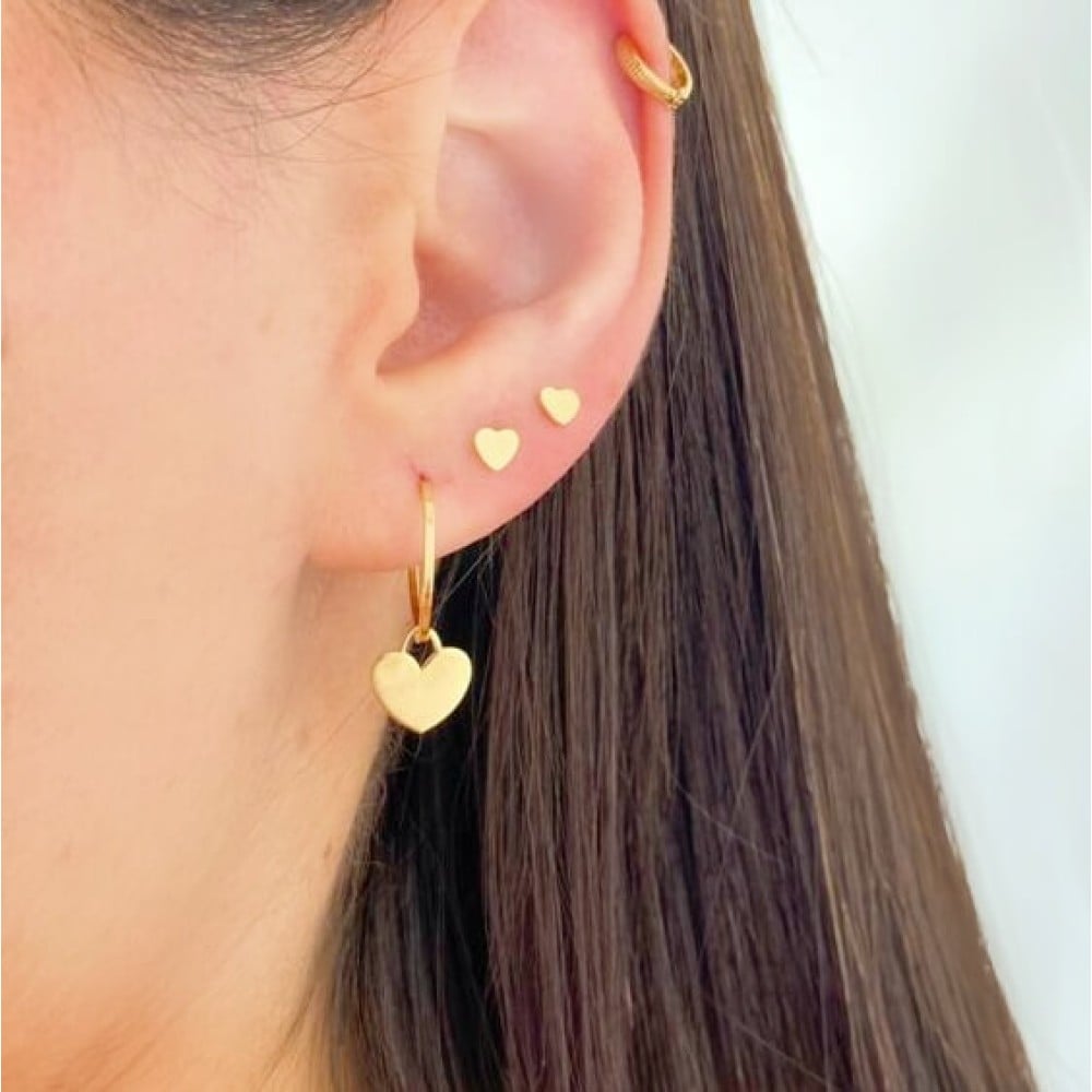 Argola de ouro com pingente 18k coração