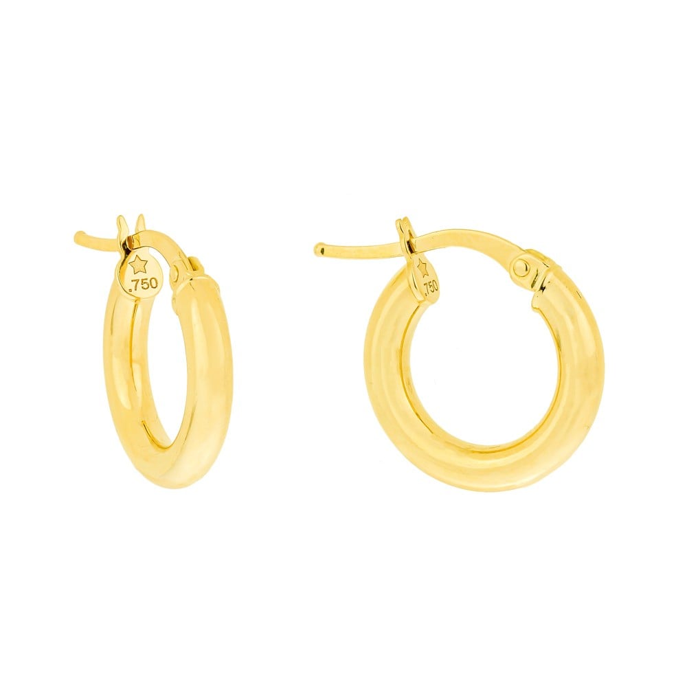 Argola de ouro pequena e grossa ouro 18k