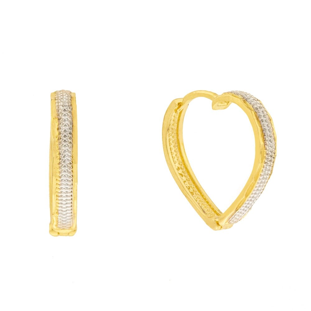 Brinco argola de coração de ouro 18k rodinada M