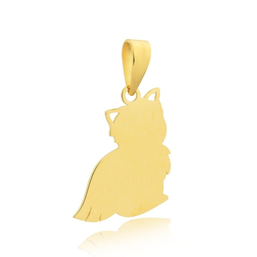 Pingente de ouro 18k raça shitzu com lacinho