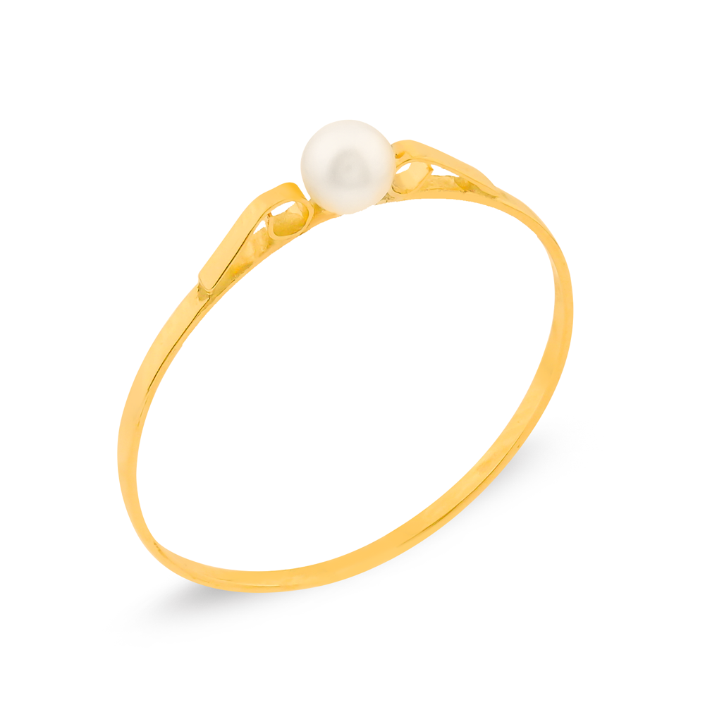Anel de ouro 18k infantil com pérola 3mm natural