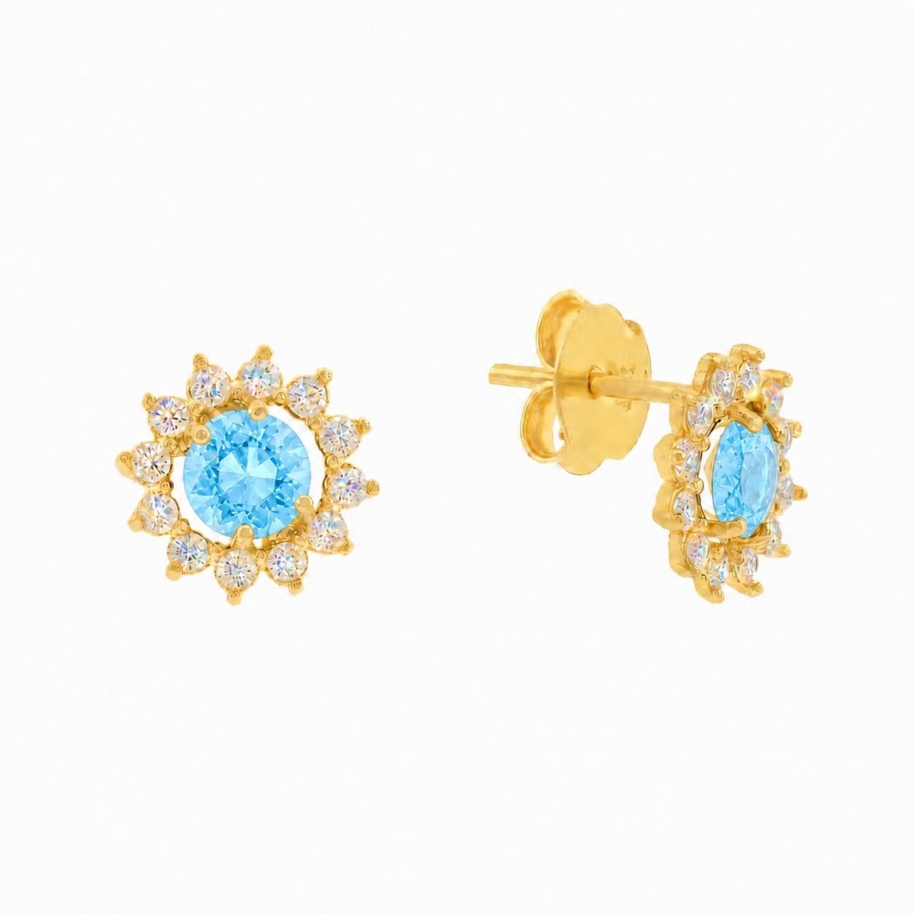 Brinco de ouro 18k Moissanite e Topázio Swiss Ipanema