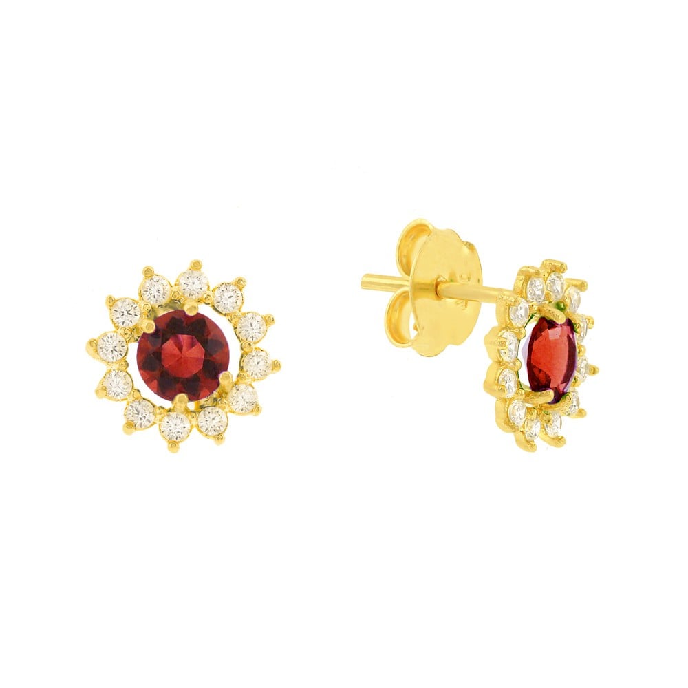 Brinco de ouro 18k ponto de luz vermelha VII 
