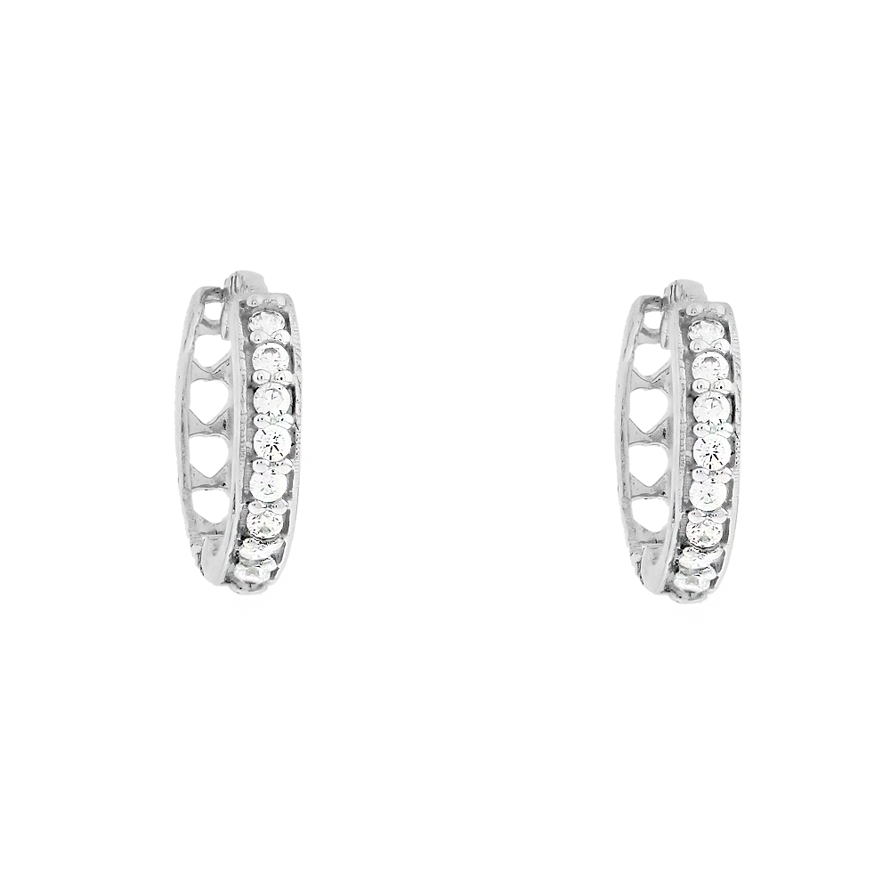 Brinco argola de ouro branco cravejado