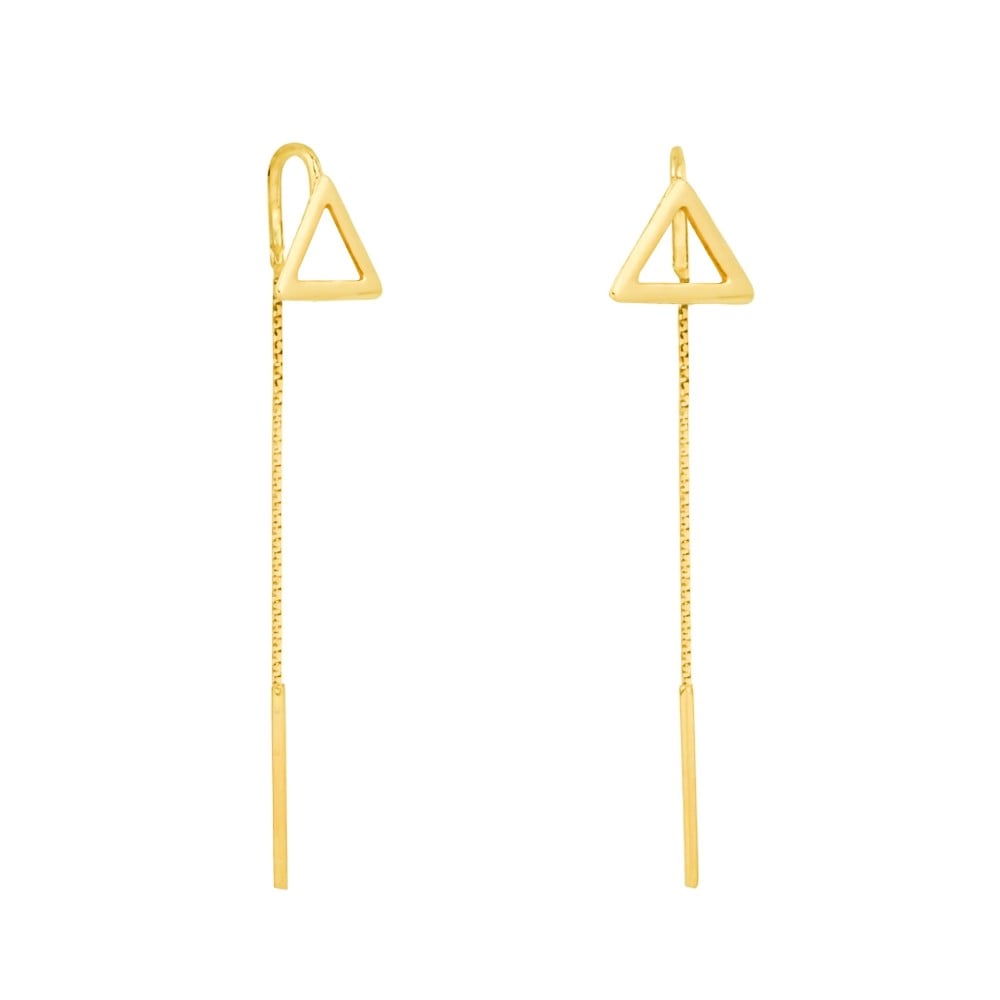 Brinco de ouro 18k corrente triangular