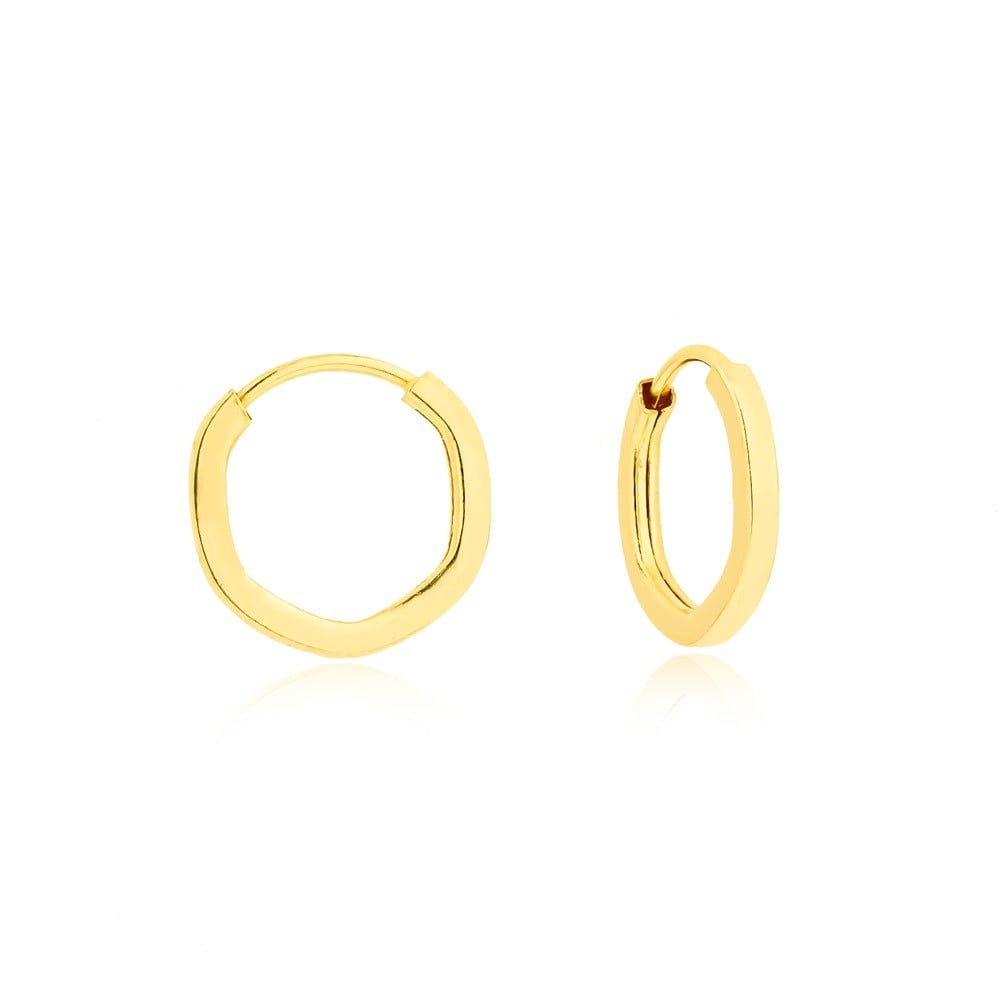 Brinco de argola pequeno ouro 18k sextavado 2o furo helix