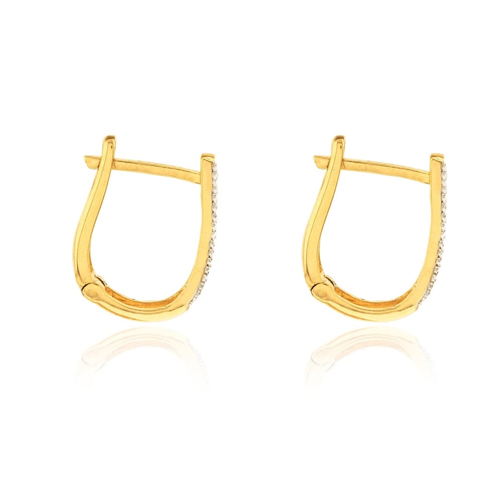Brinco de ouro 18k Argola trabalhada com ródio foto lado 