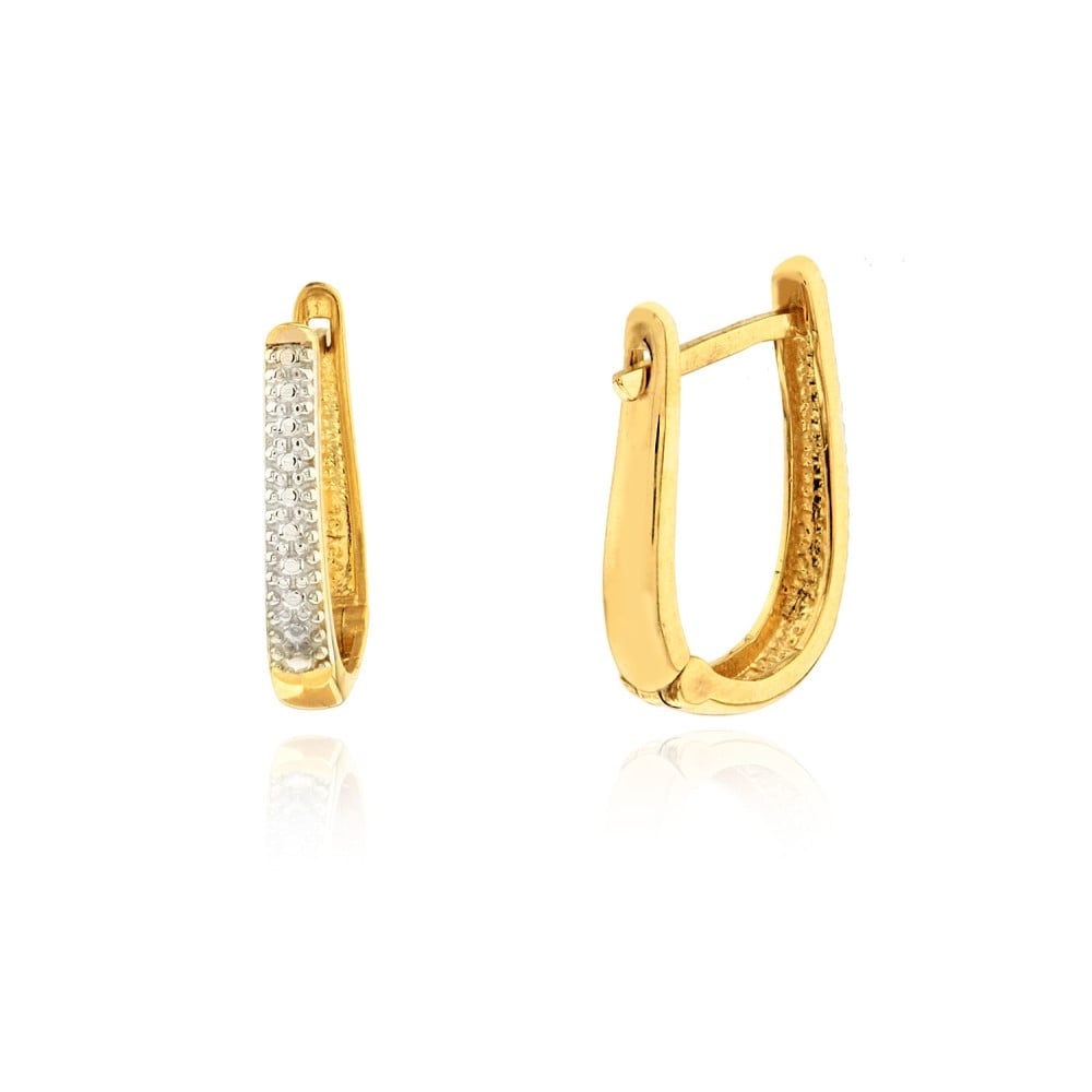 Brinco de ouro 18k Argola trabalhada com ródio foto lado e frente 