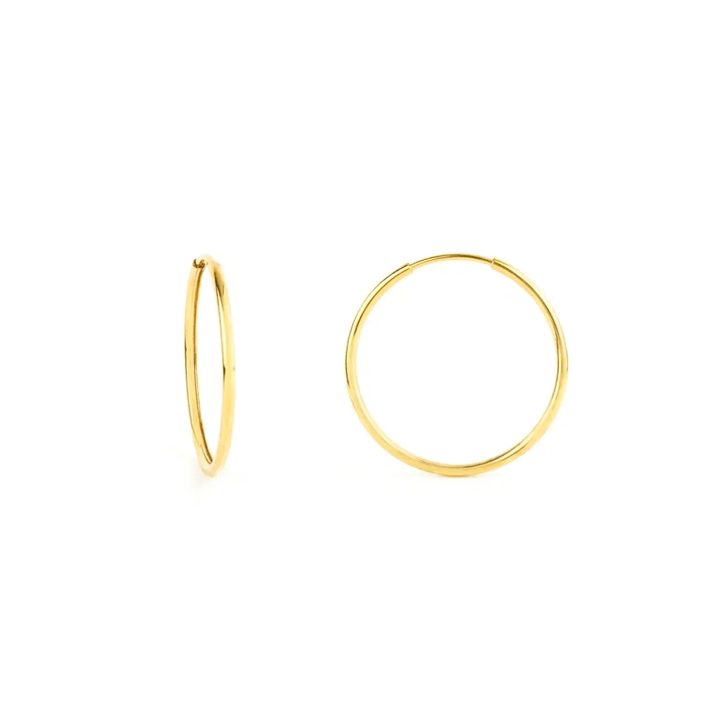 Brinco argola de ouro 18k redonda fio fino pequena