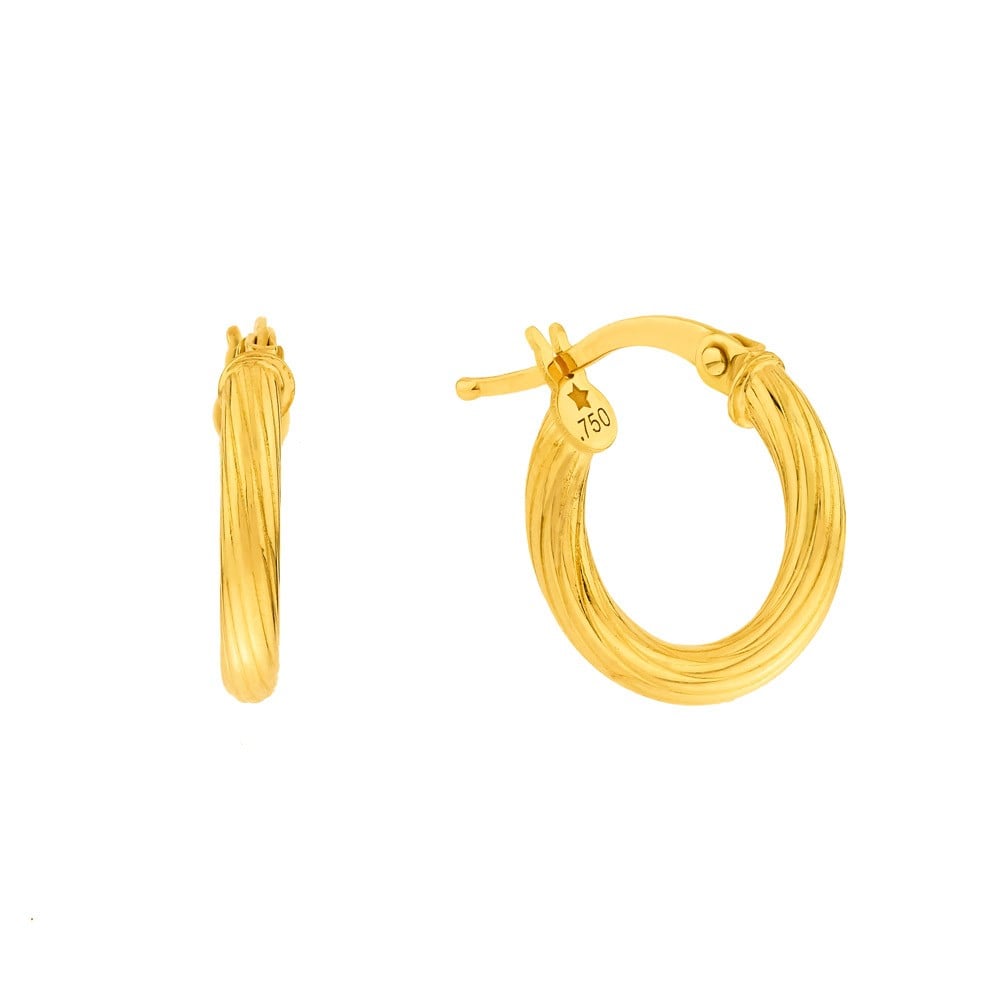 Brinco argola de ouro pequena torcida ouro 18k