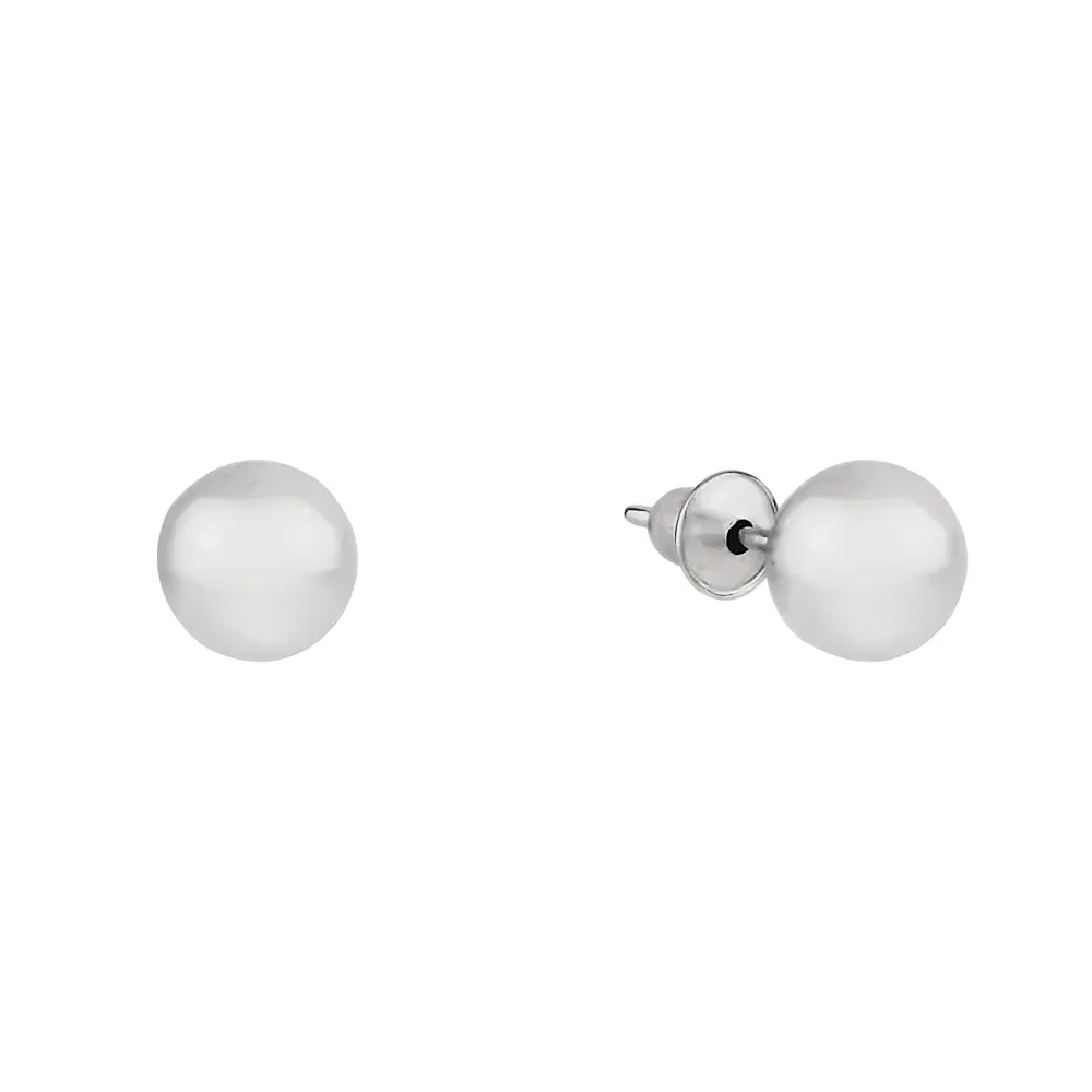 Brinco bola de ouro 18k branco 5mm