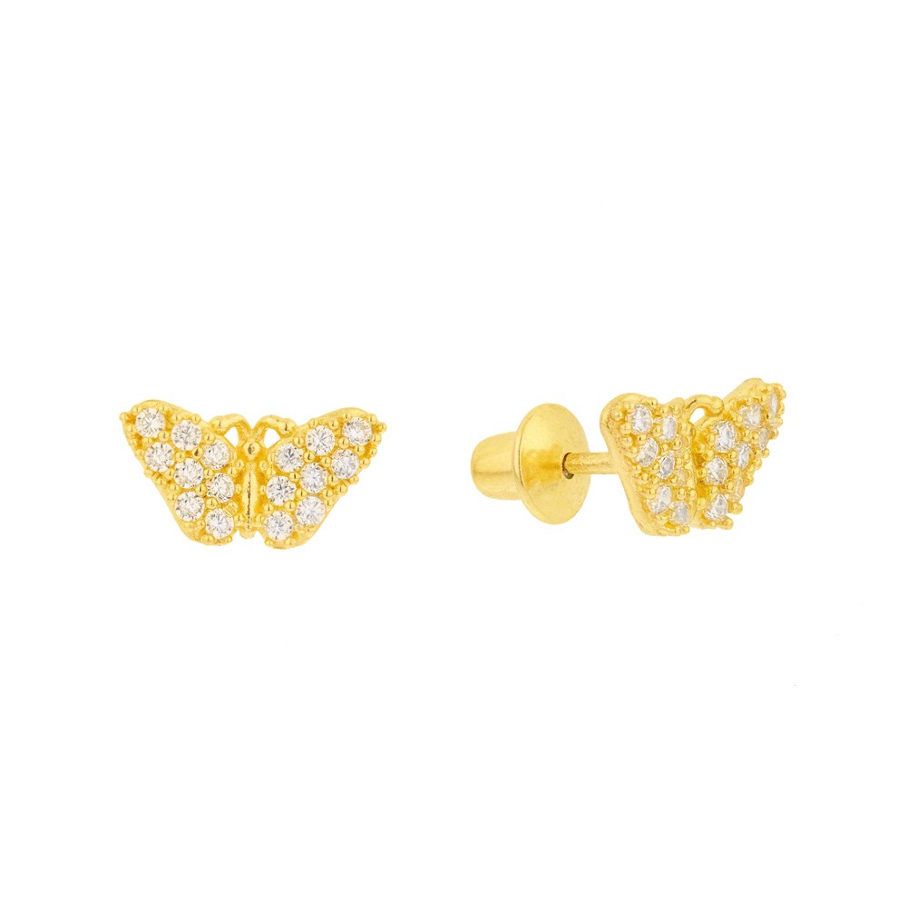 Brinco borboleta de ouro 18k infantil ou 2o furo