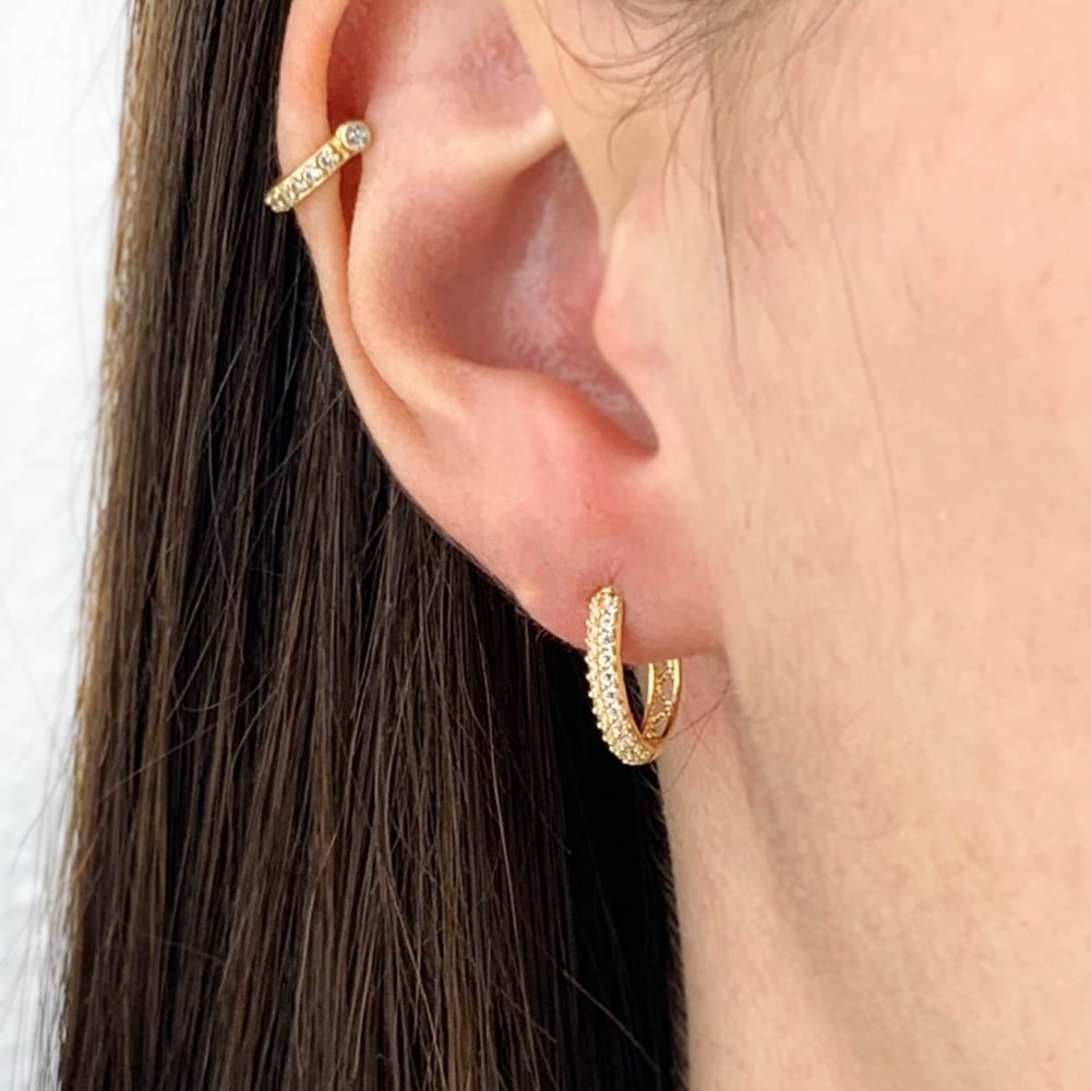 Brinco de argola com pedras ouro18k II