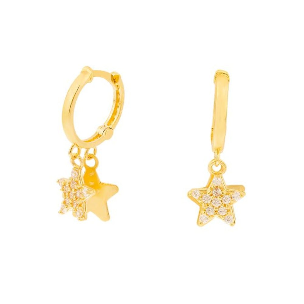 Brinco argola com pingente de estrela