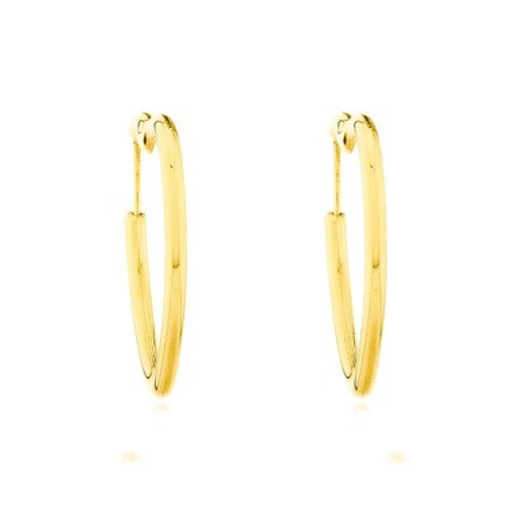 Brinco de ouro 18k argola coração grande fio 2mm foto frente 