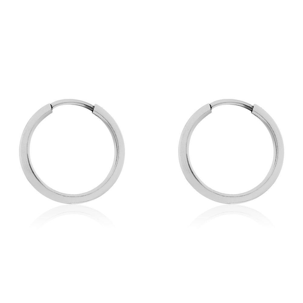 Brinco de ouro 18k argola em ouro branco foto lado 