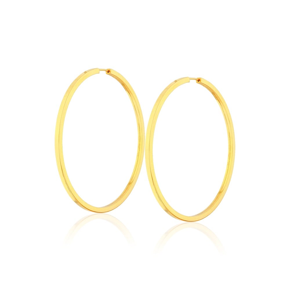 Brinco de ouro 18k argola redonda grande foto lado 