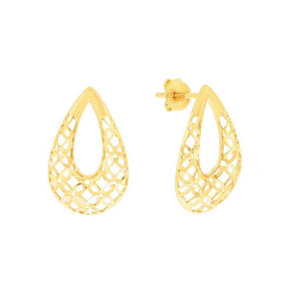 Brinco de ouro 18k feminino gota elegance