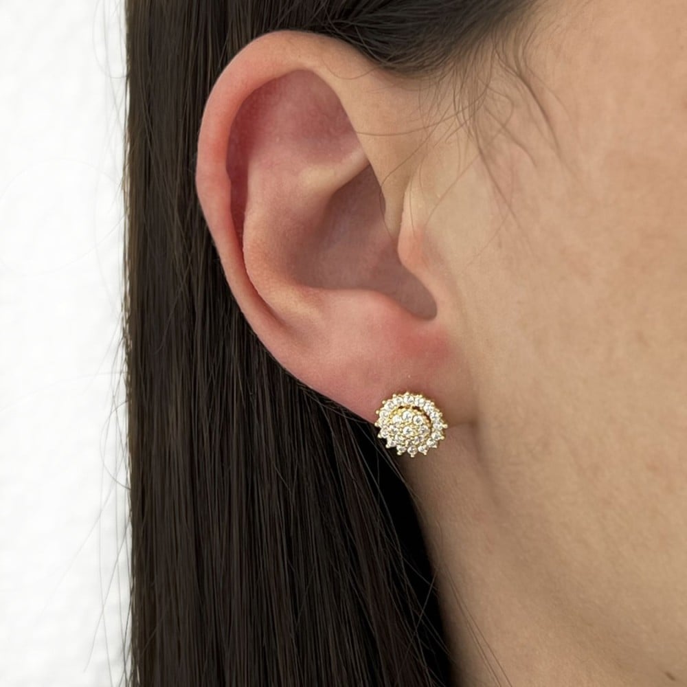 Conjunto colar e brinco de ouro 18k chuveiro