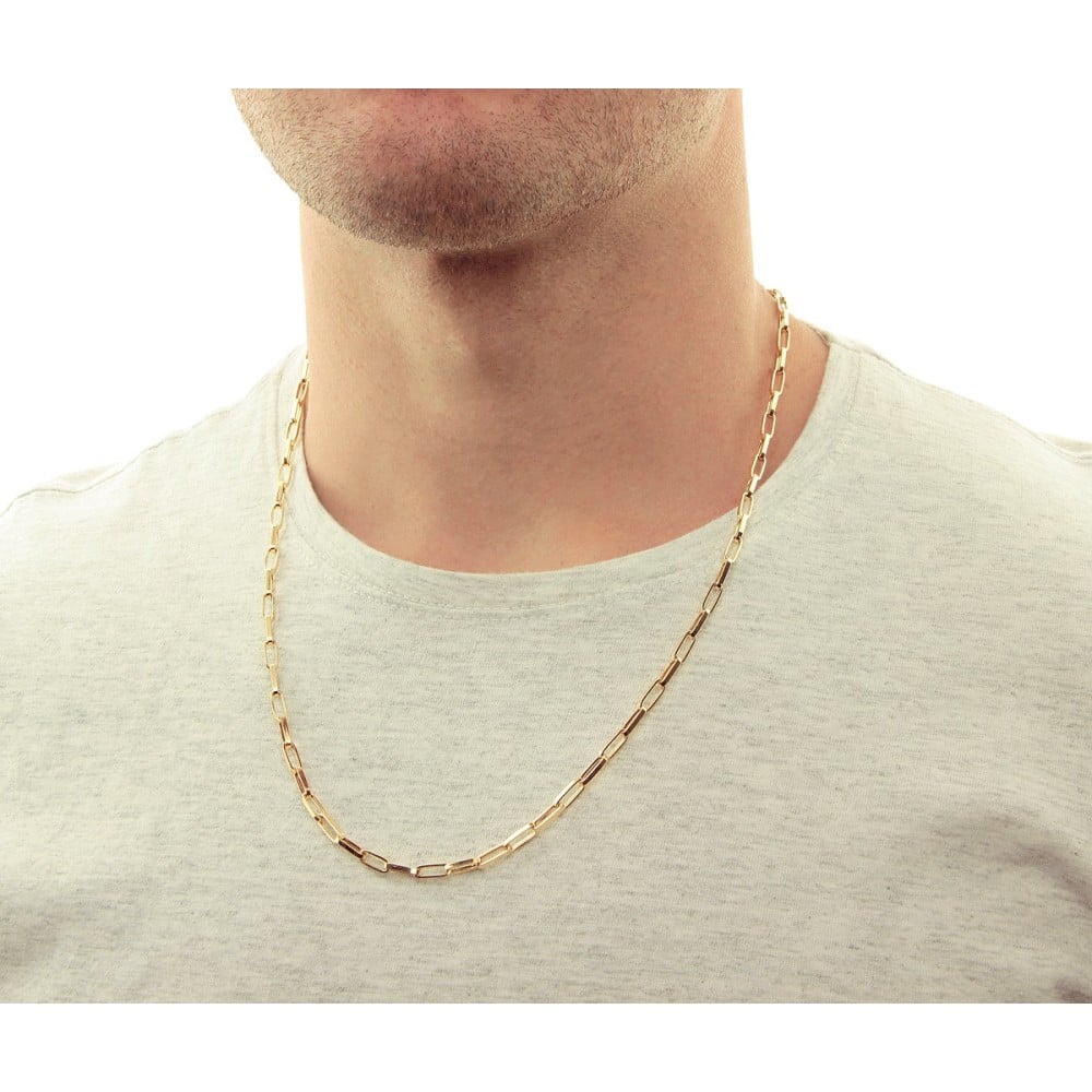 Corrente masculina de ouro 18k cartier grossa 60cm 8,23g foto corrente no corpo 
