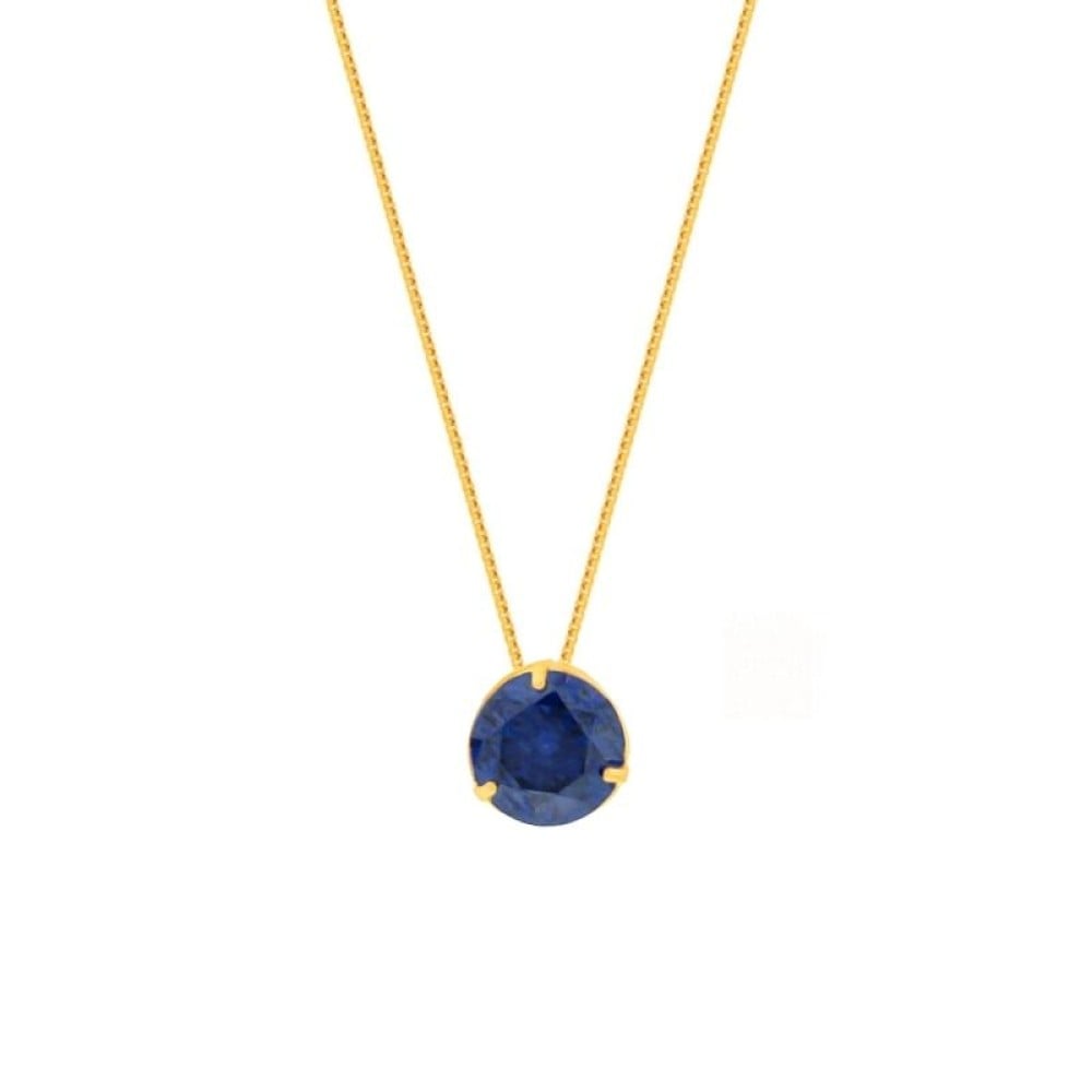 Pingente de ouro 18k ponto de luz zircônia Azul