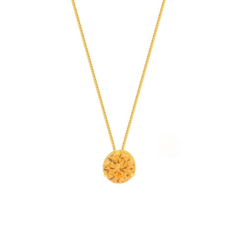 Pingente de ouro 18k ponto de luz zircônia citrino