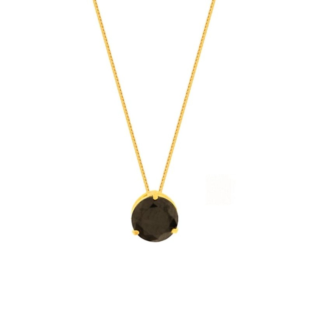 Colar ponto de luz ouro 18k 45cm pedra Ônix sintética