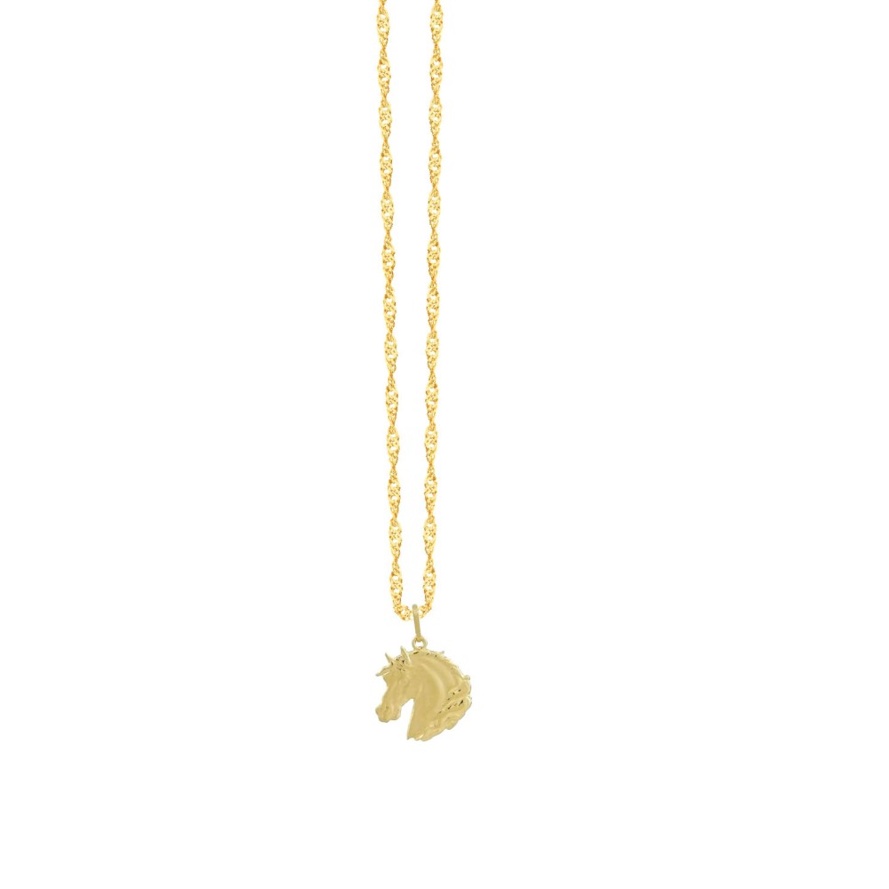 Pingente de ouro 18k cavalo com corrente