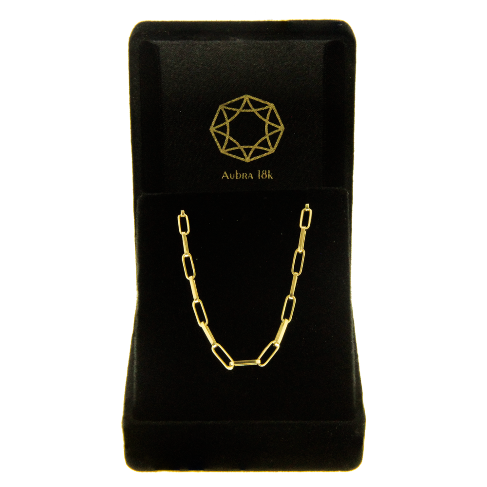 Corrente de ouro 18k masculina 70cm malha cartier 