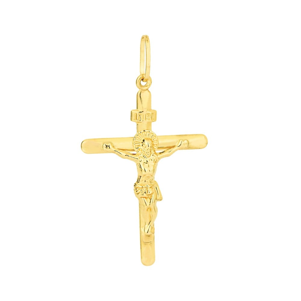 Pingente crucifixo de ouro 18k INRI G