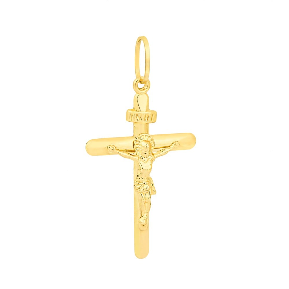 Pingente crucifixo de ouro 18k INRI M