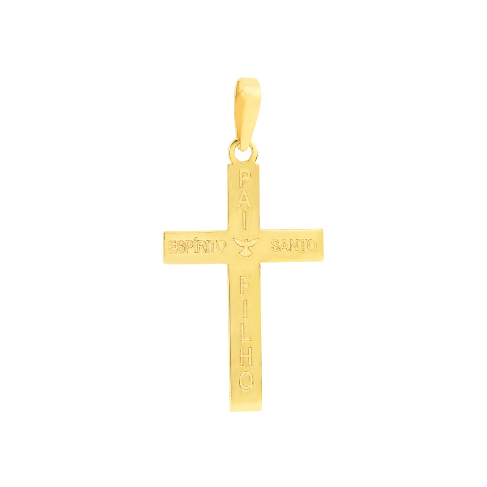 Pingente cruz de ouro 18k Pai Filho e Divino