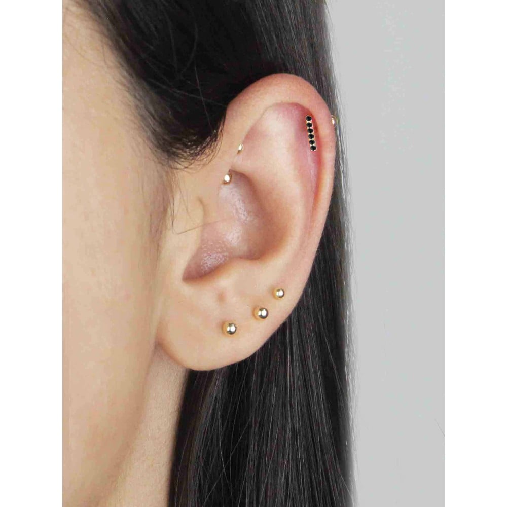 Piercing helix ou tragus palito com pedras pretas