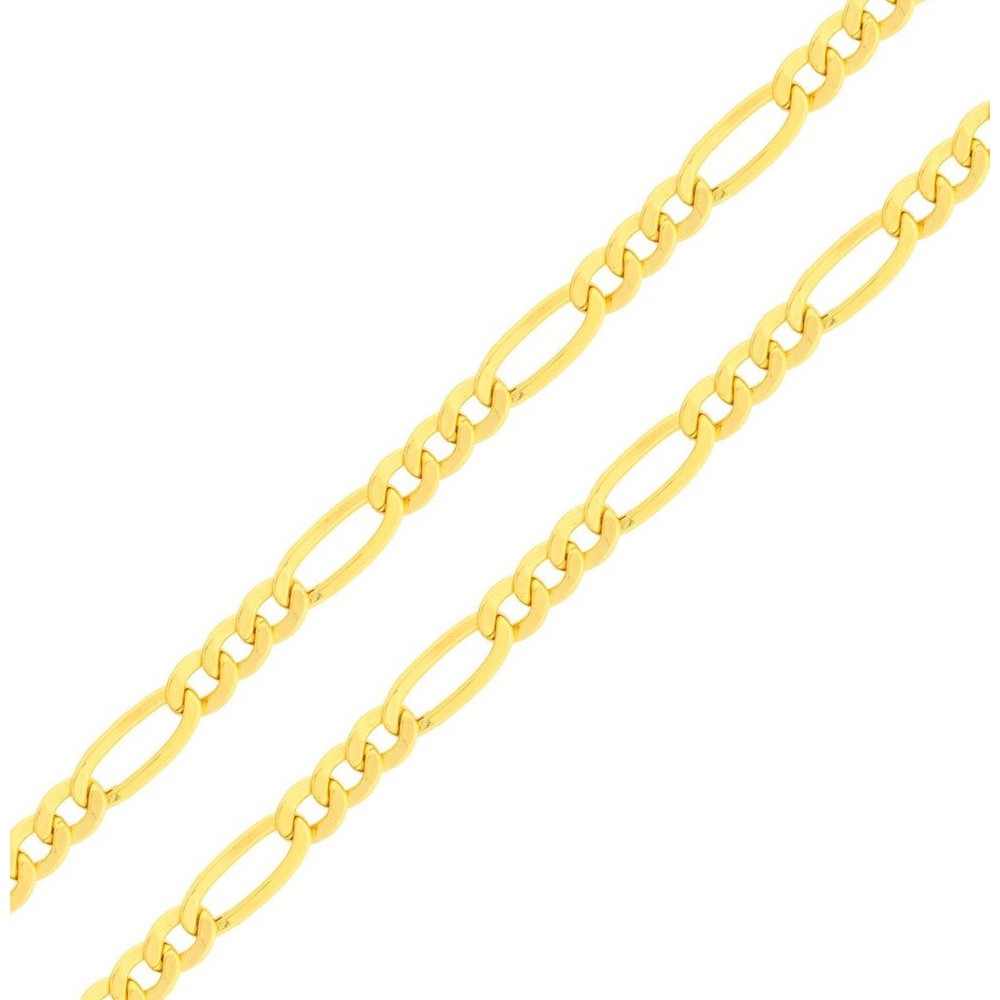 Corrente de ouro 18k masculina 50cm malha elos 3x1 