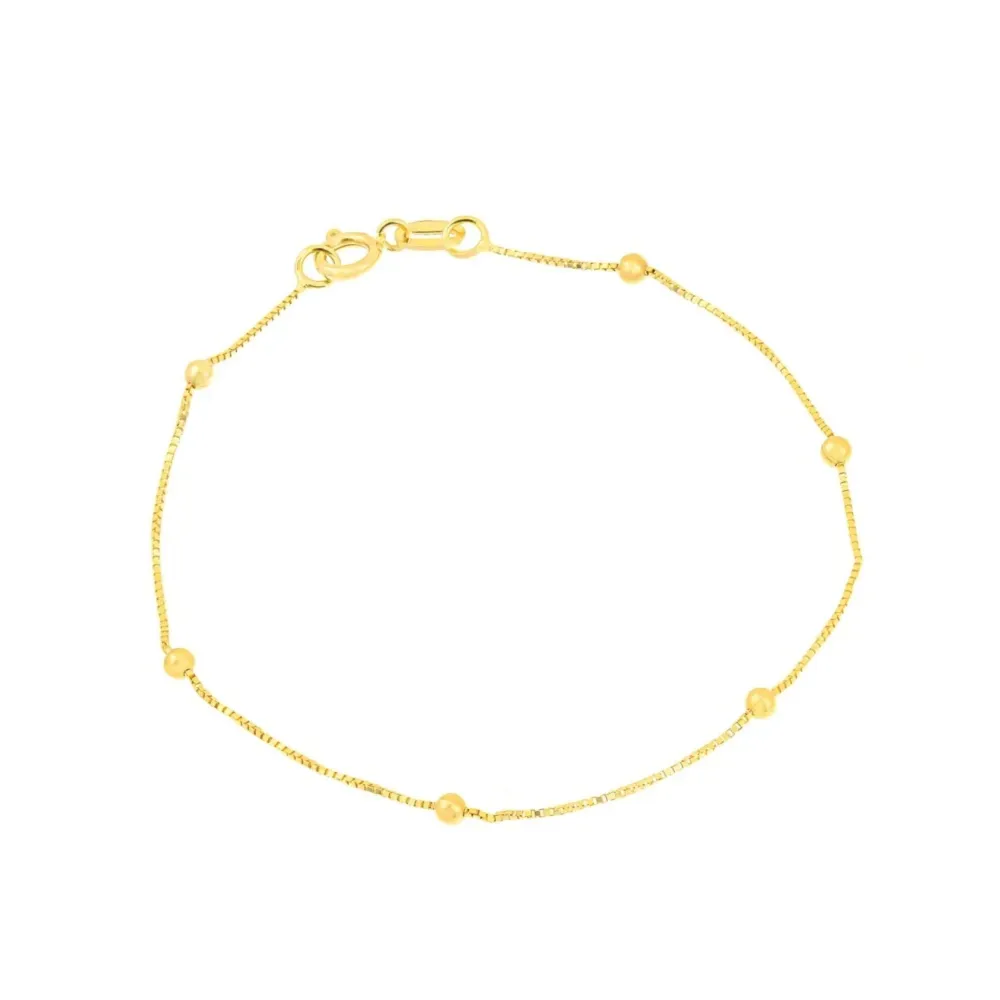 Pulseira infantil veneziana de ouro 18k bolinha