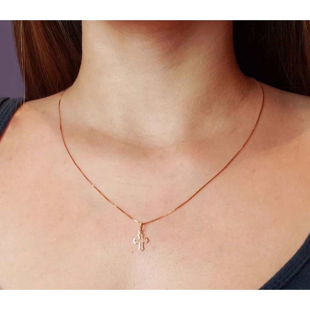 Pingente de ouro 18k Cruz vazada mini