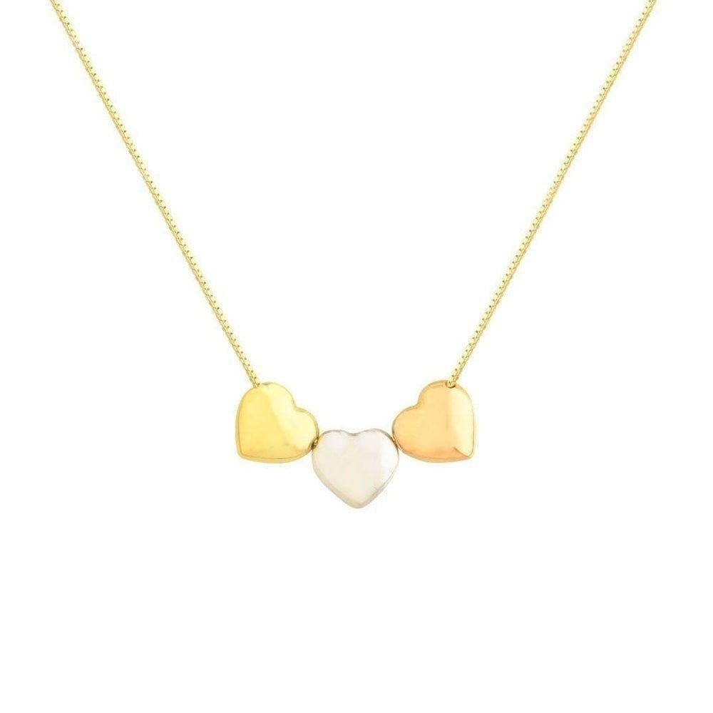 Gargantilha de ouro 18k com coração ouro amarelo branco rosê