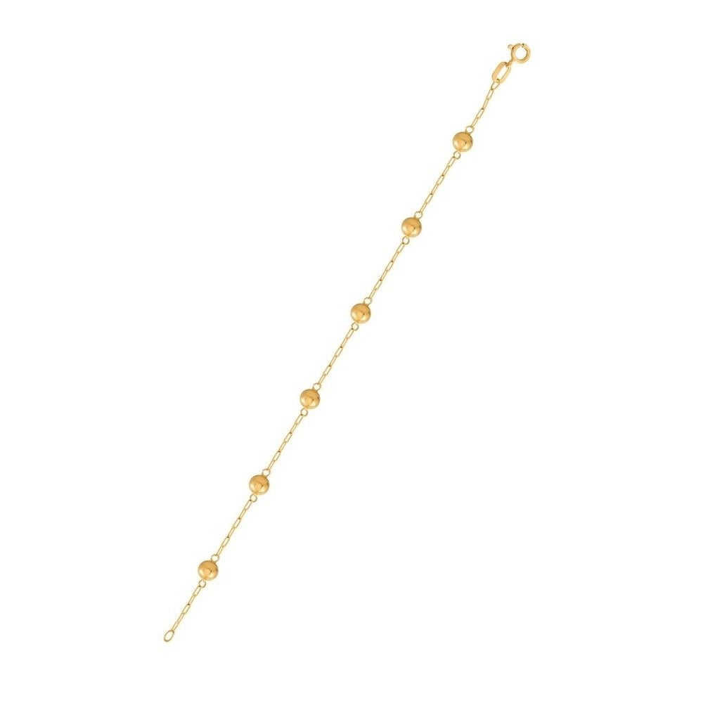 Pulseira De Ouro 18k Infantil (Bebe) Bolinha foto pulseira inteira e fecho 