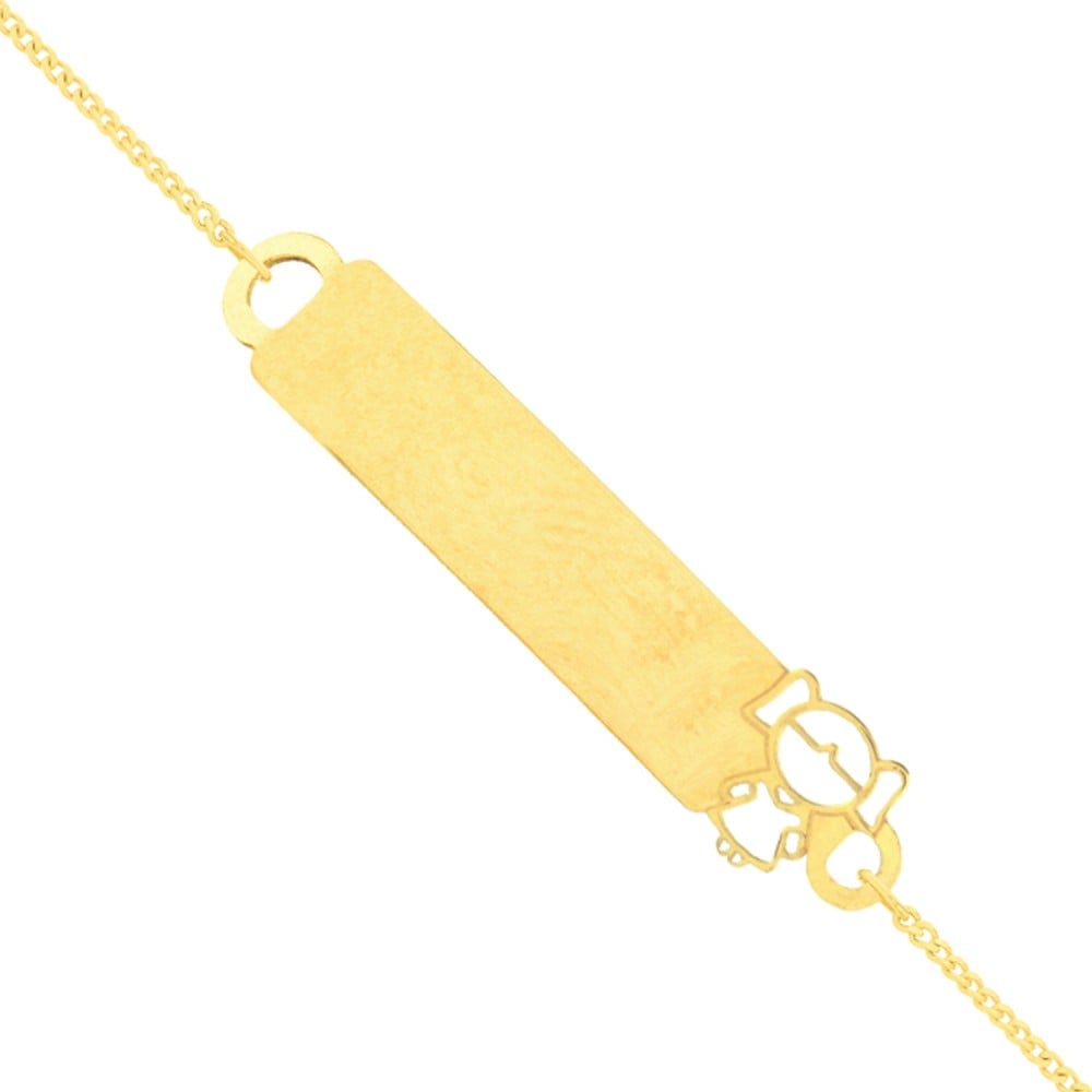 Pulseira de ouro infantil com placa filha / menina
