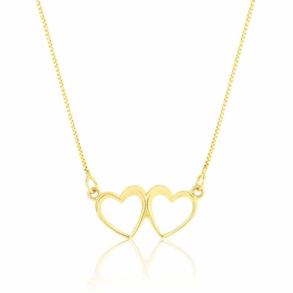 Gargantilha de ouro 18k pingente coração Duo