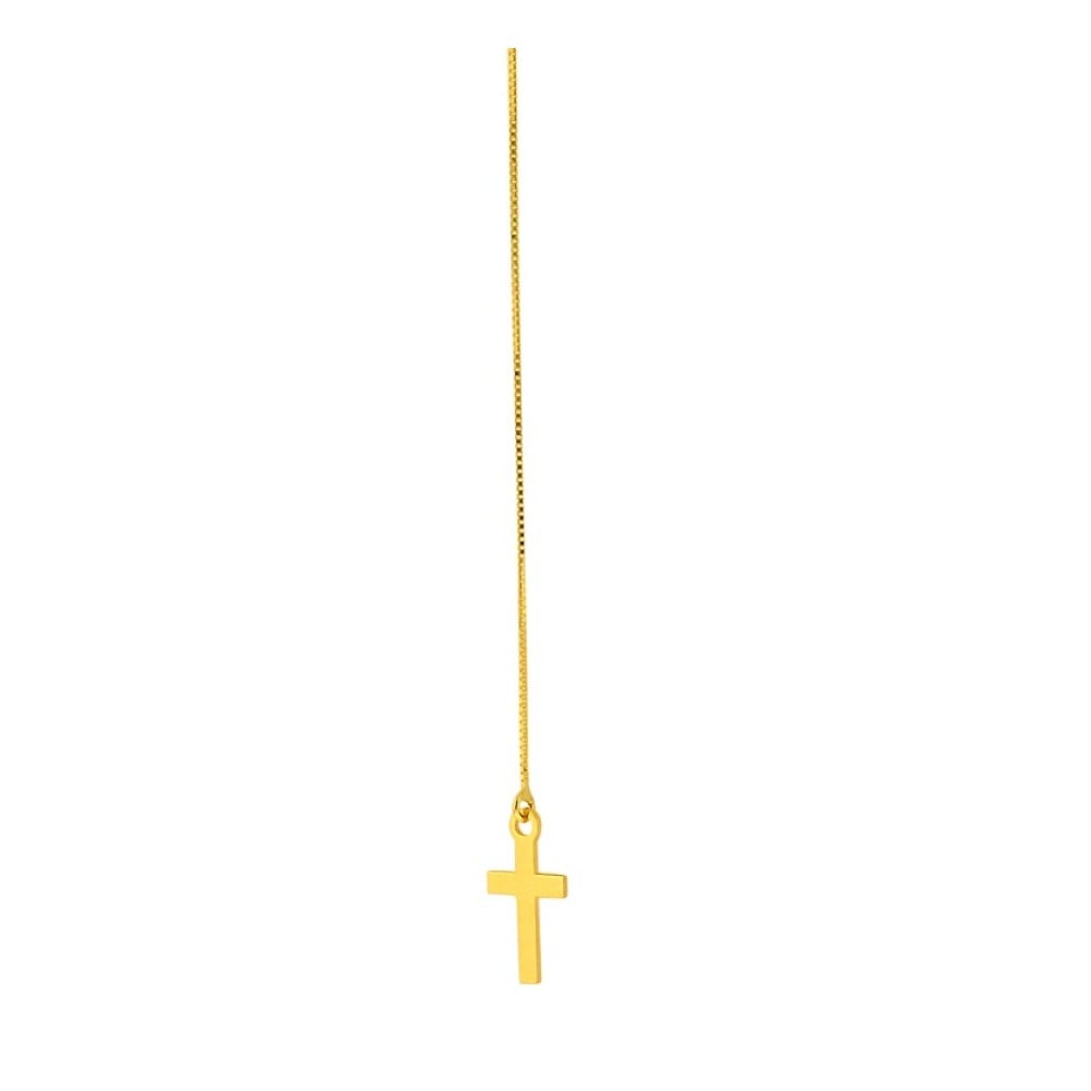 Gargantilha de ouro 18k palavra fé com cruz