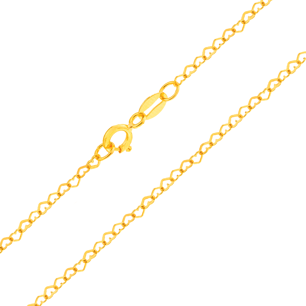 Gargantilha de coração de ouro 18k 40cm