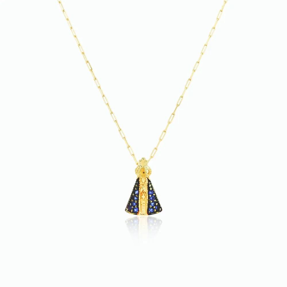 Gargantilha Nossa Senhora Aparecida de ouro 18k Ultra Fina