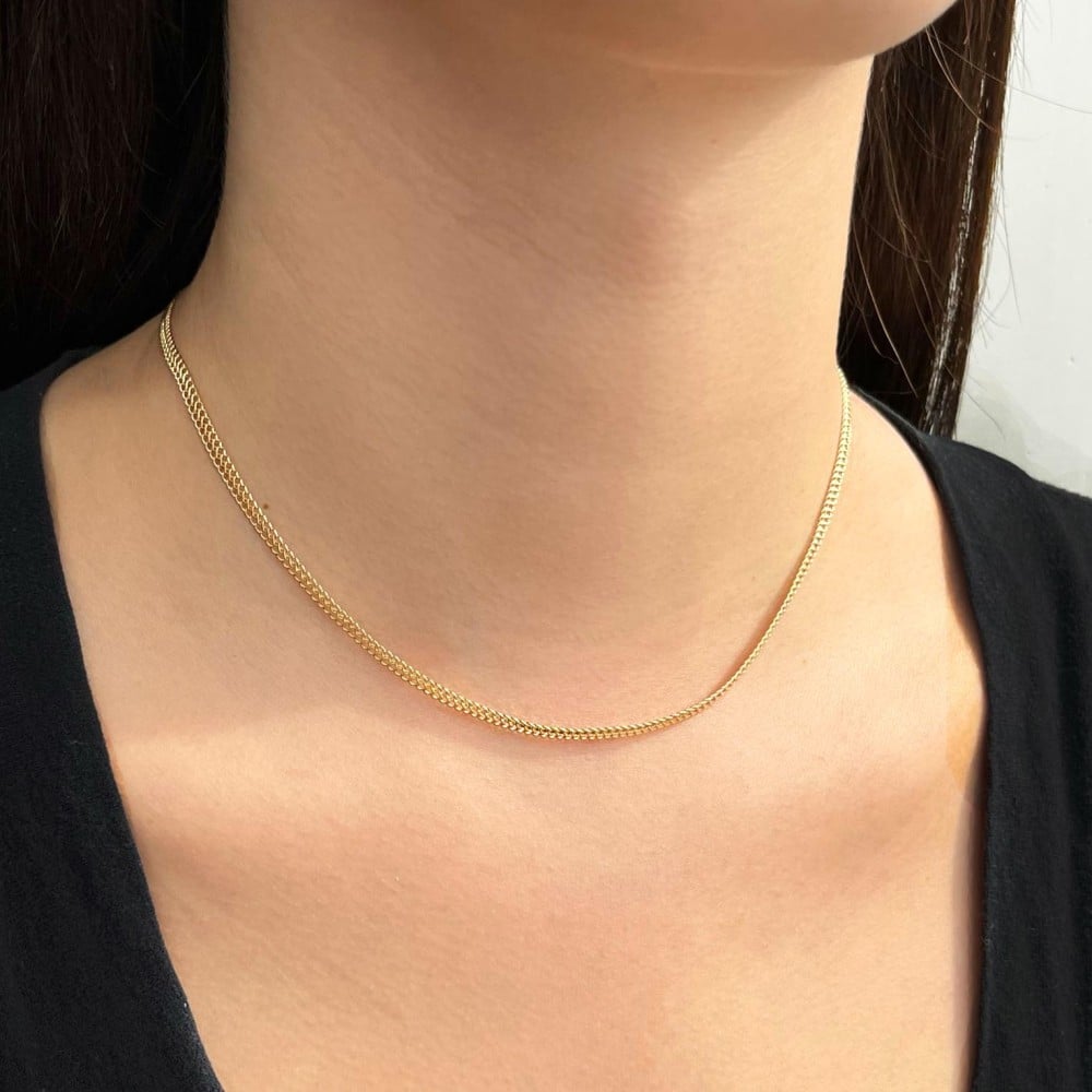 Corrente de ouro 18k feminina malha lacraia 40cm