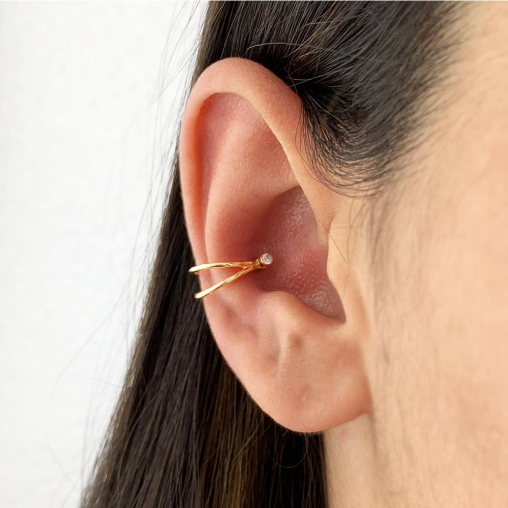 Piercing conch argola dupla liso ouro 18k
